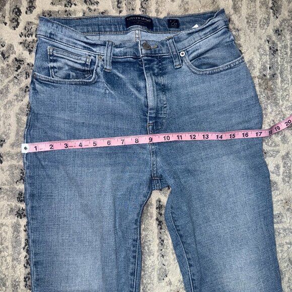 Lucky Brand 4 / 27 Women Jeans Skinny Medium Blue No Holes Frayed Ankle - Picture 5 of 8